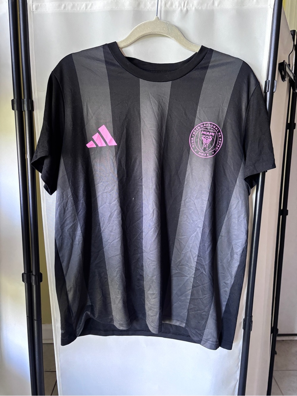 adidas Black and Pink Inter Miami Messi Jersey